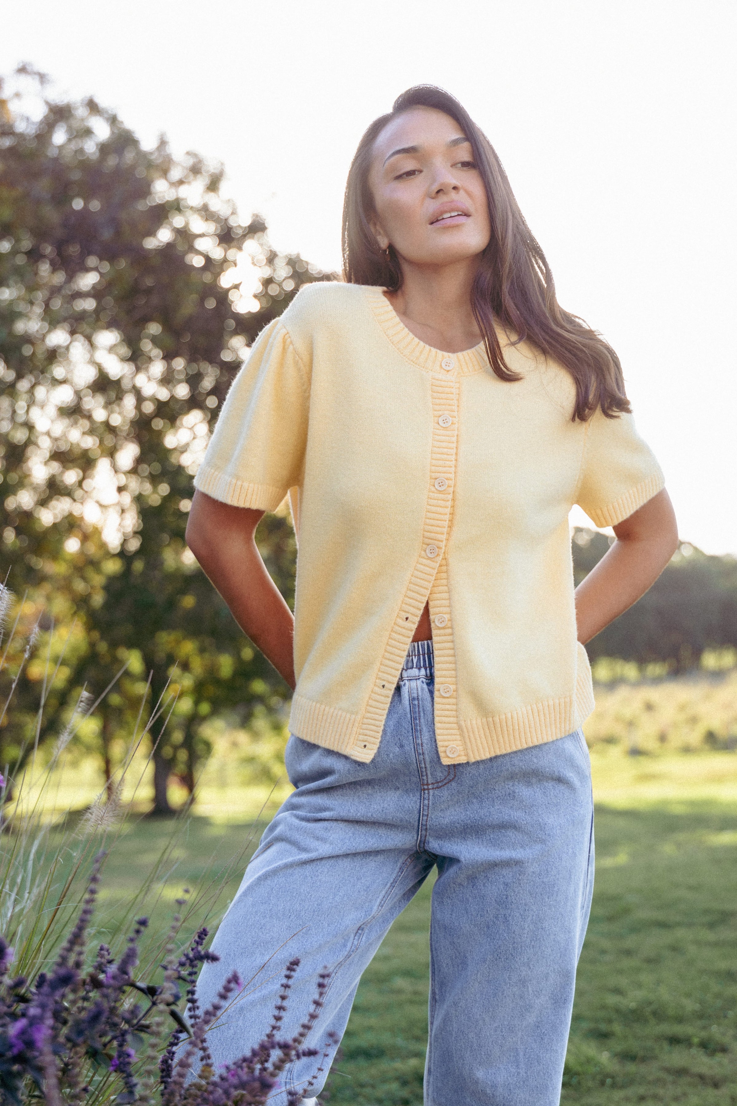 KNITWEAR Summa Short Sleeve Cardigan - Yellow