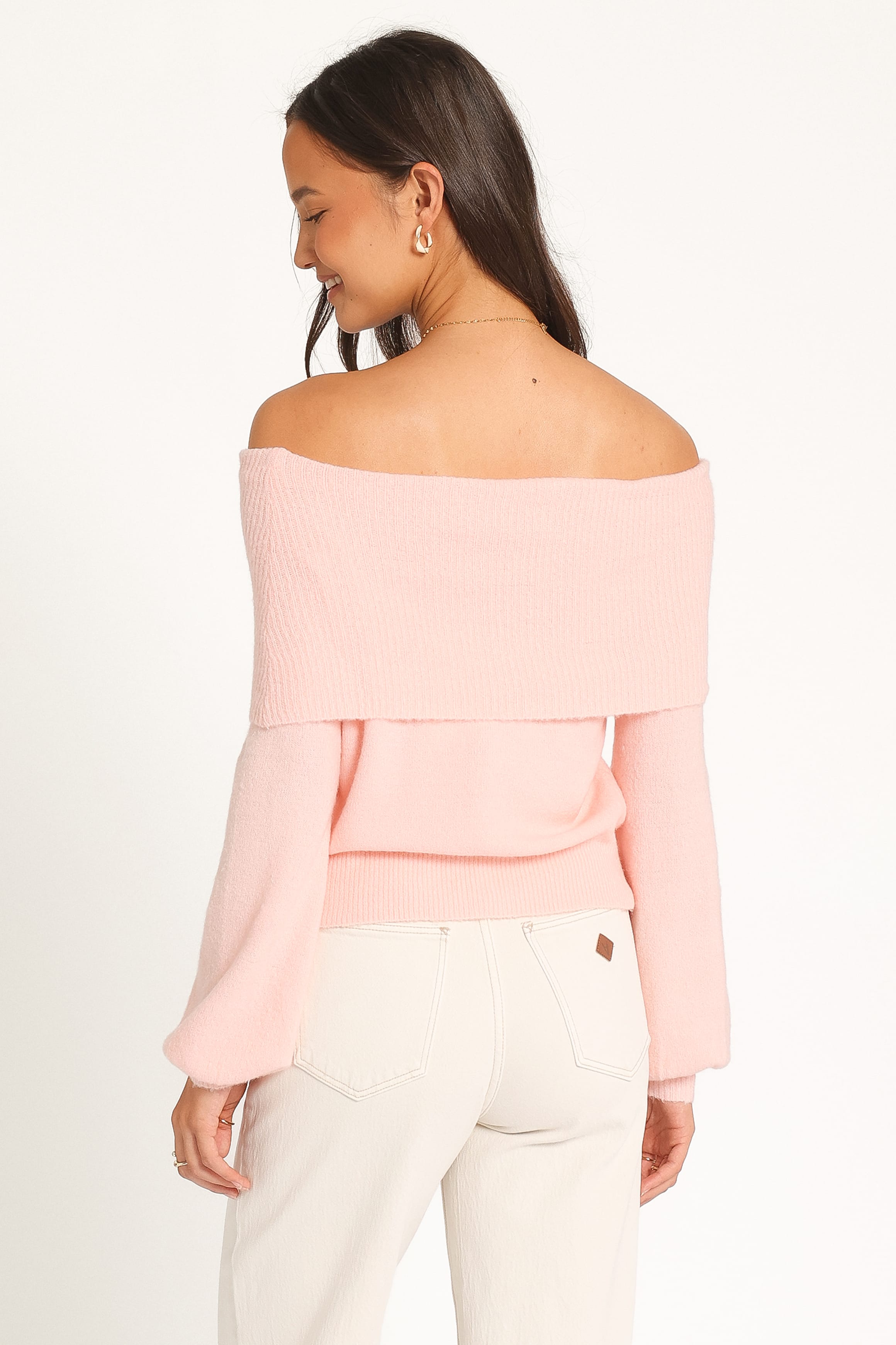 KNITWEAR Sylvia Off Shoulder Sweater - Fairy Floss Pink