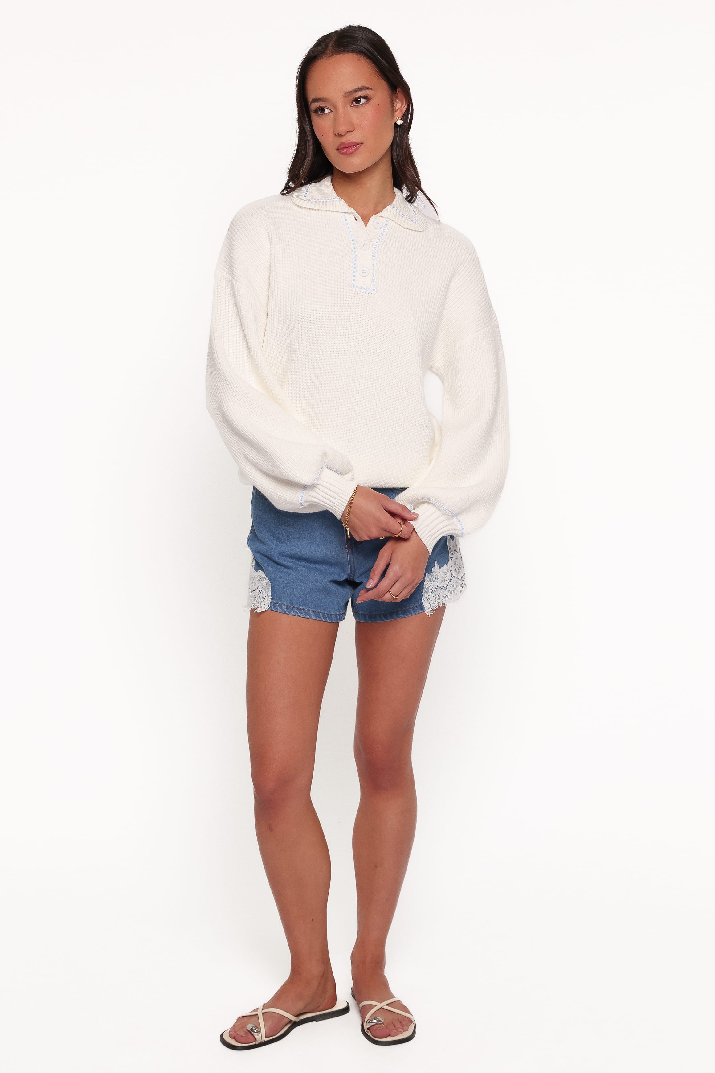 KNITWEAR Tamara Collared Sweater - White