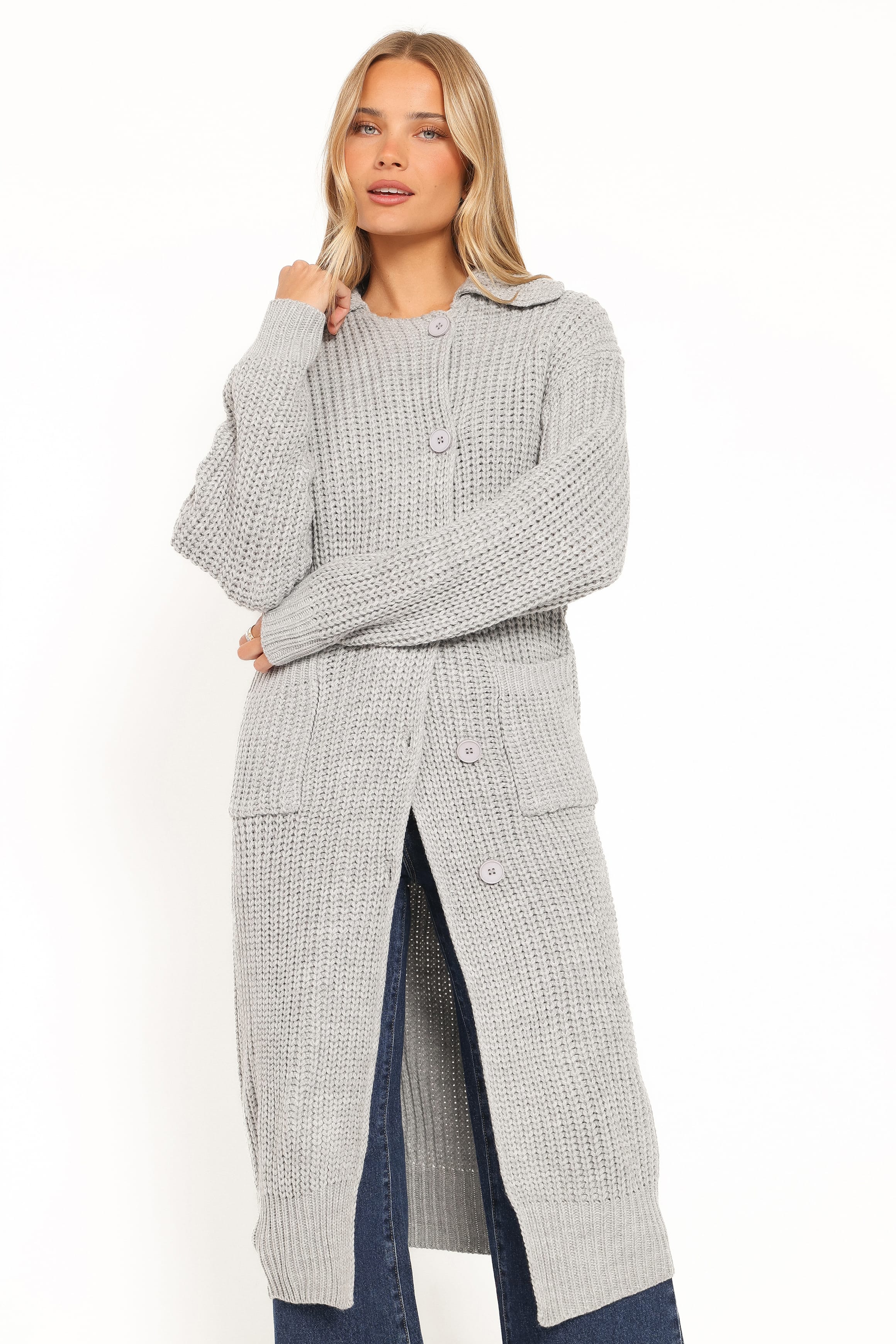 KNITWEAR Tobin Sweater Coatigan - Heather Grey