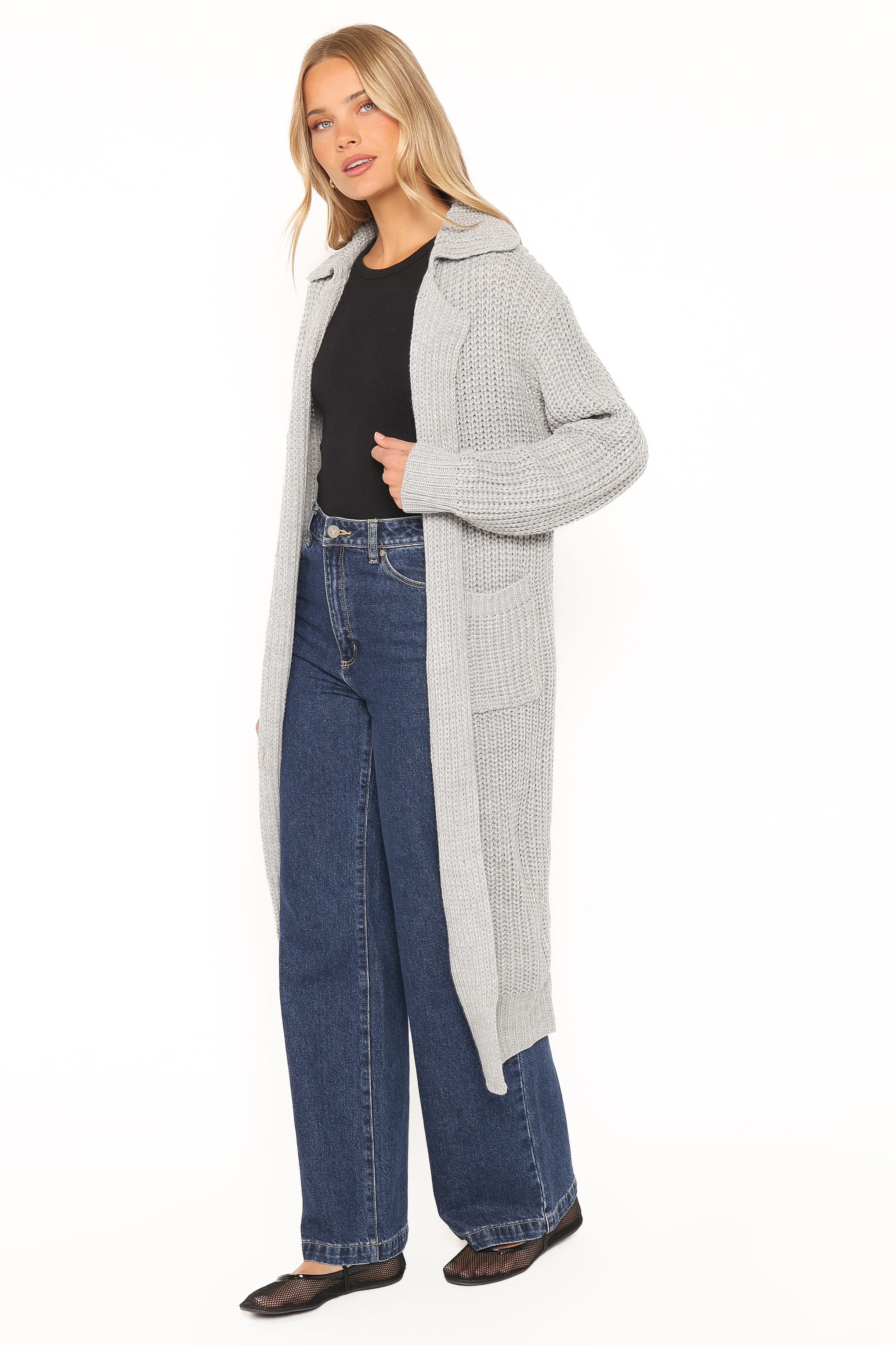 KNITWEAR Tobin Sweater Coatigan - Heather Grey