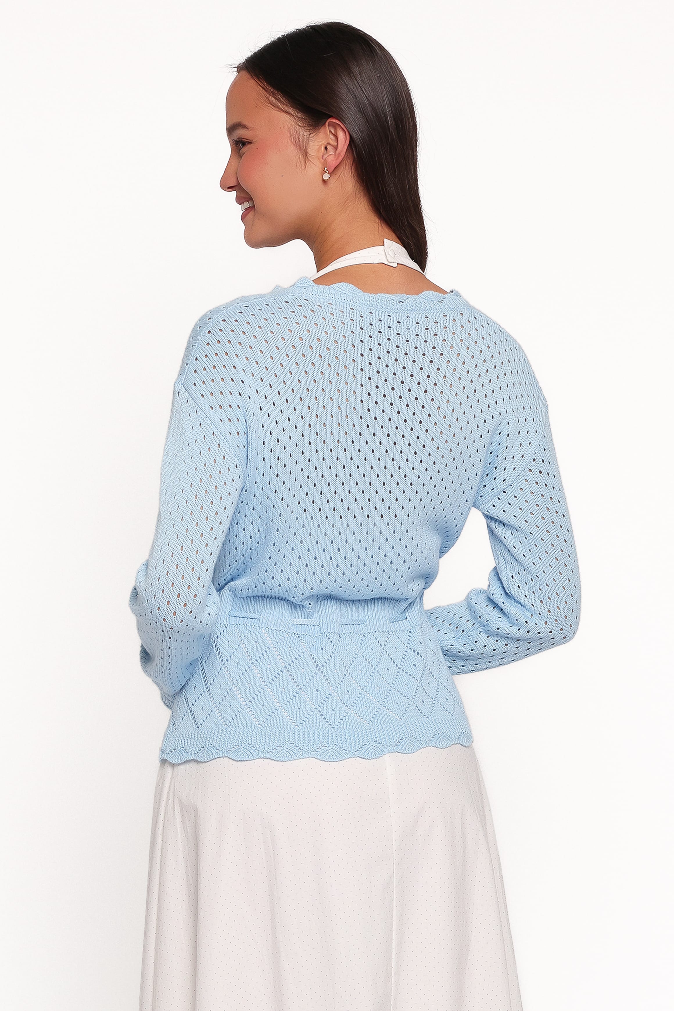 KNITWEAR Winny Pointelle Cardigan - Blue
