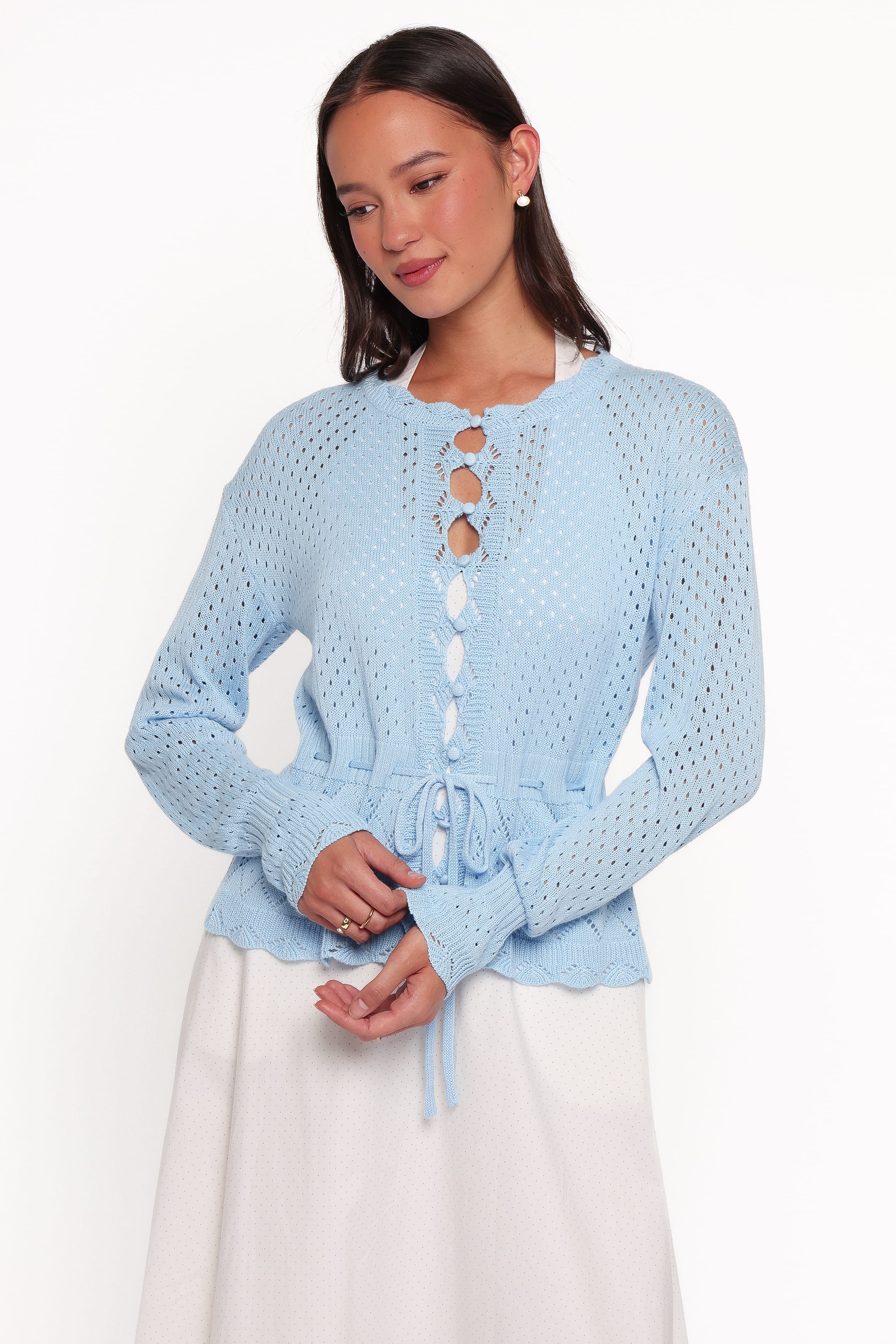 KNITWEAR Winny Pointelle Cardigan - Blue