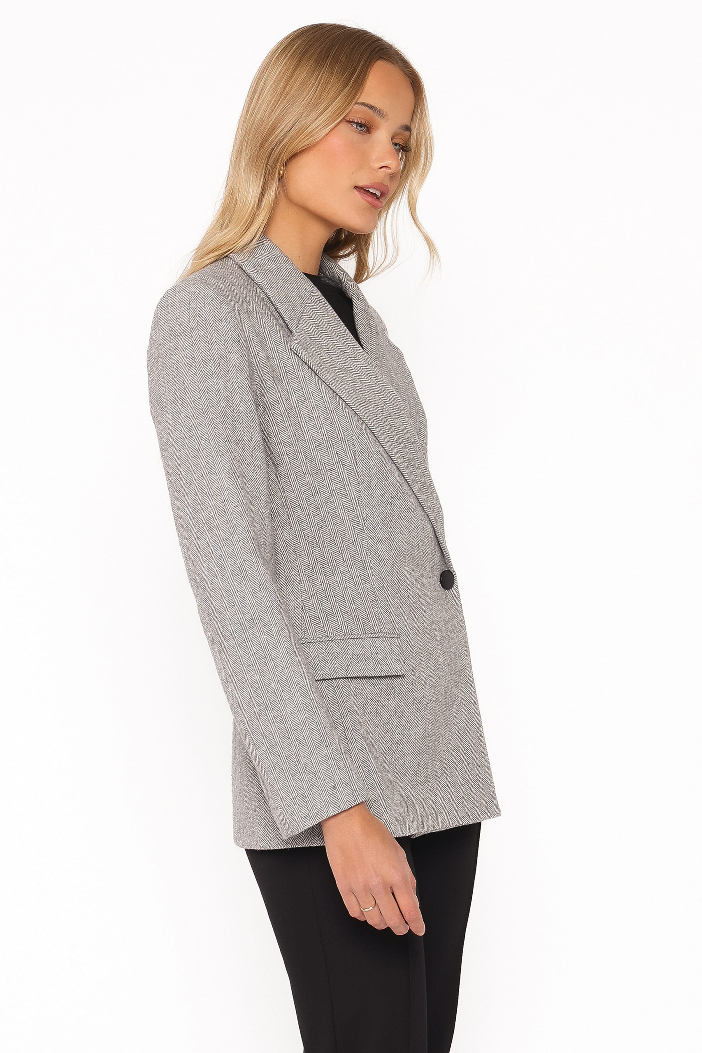OUTERWEAR Brookes Double Breasted Blazer - Grey Houndstooth