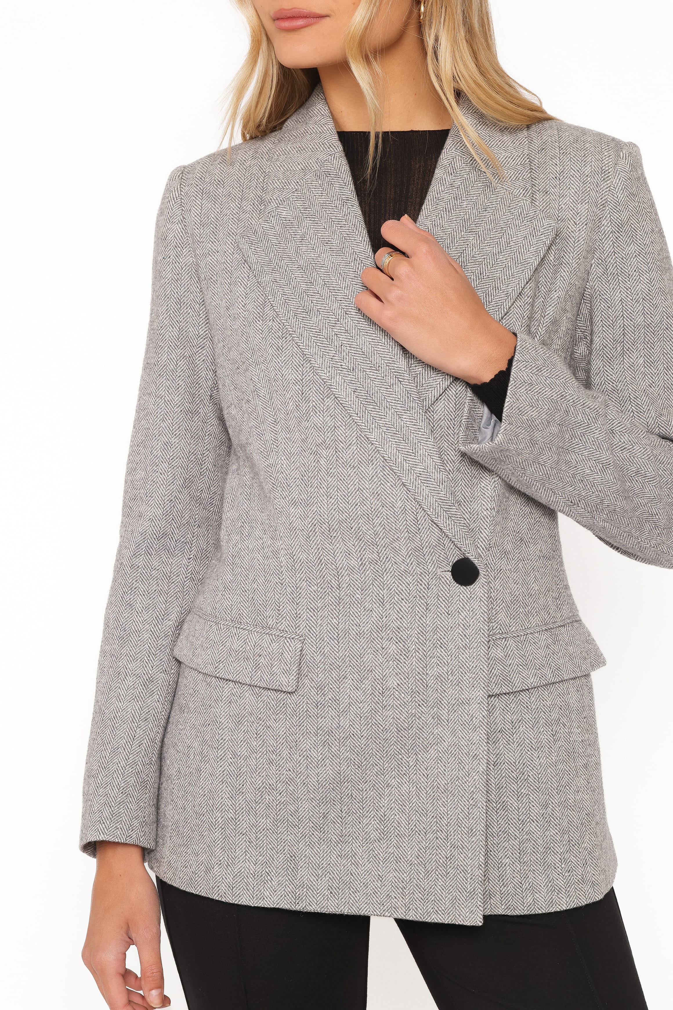 OUTERWEAR Brookes Double Breasted Blazer - Grey Houndstooth