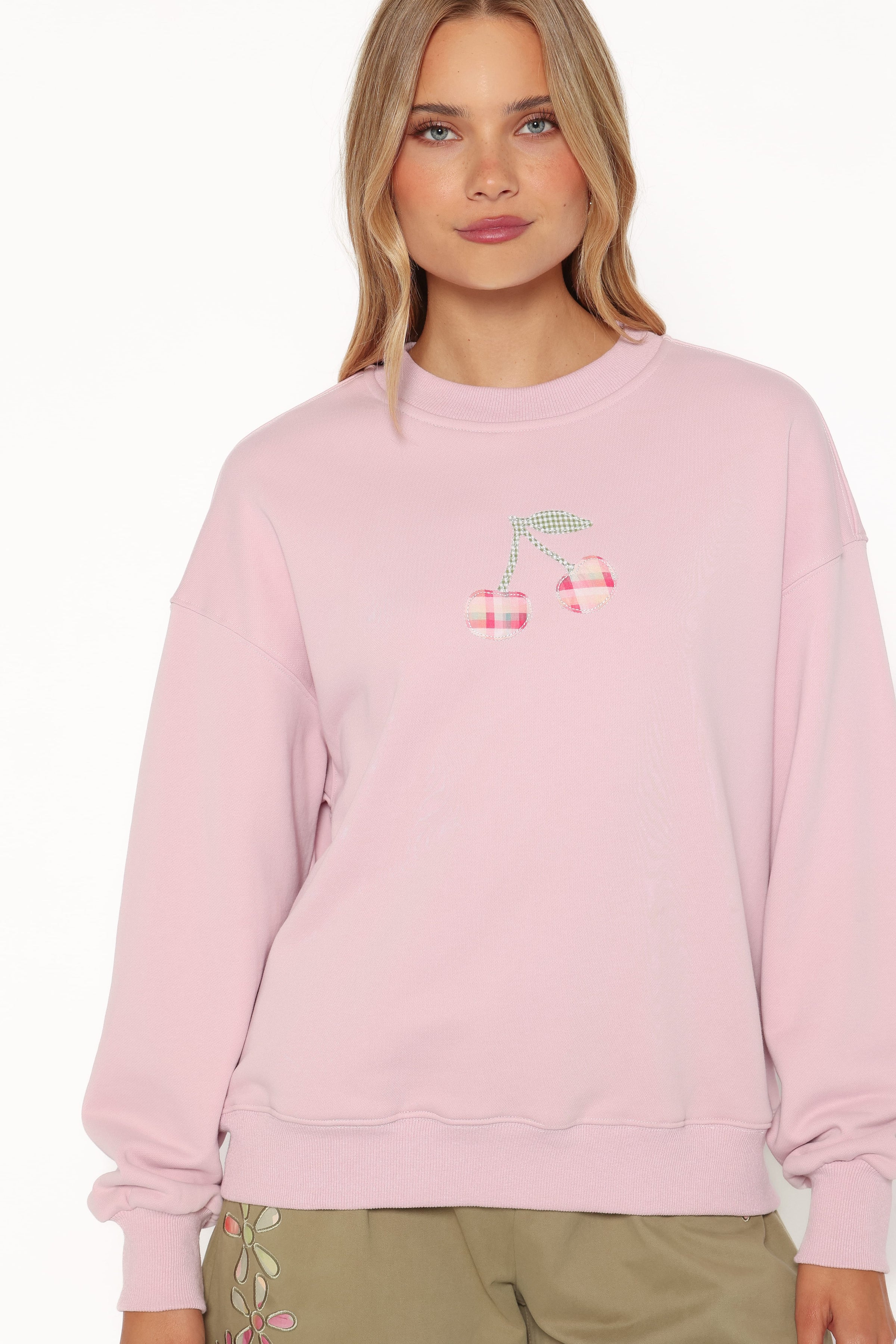 OUTERWEAR Cayley Patchwork Sweatshirt - Pink Cherry