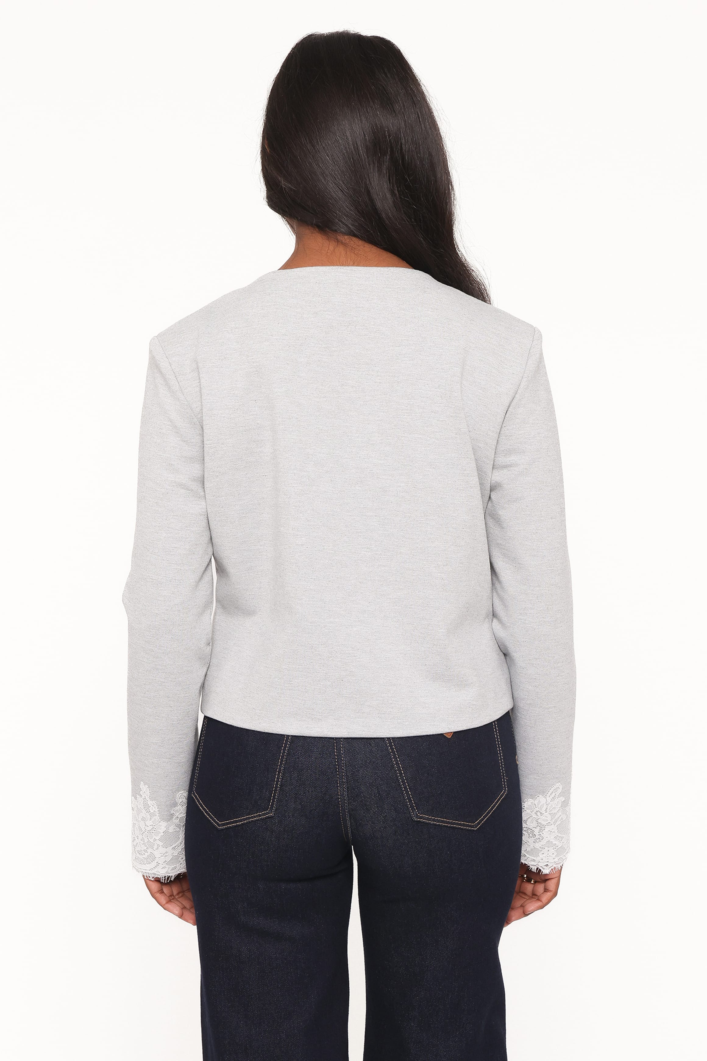 OUTERWEAR Cinzia Cropped Ponte Jacket - Heather Grey