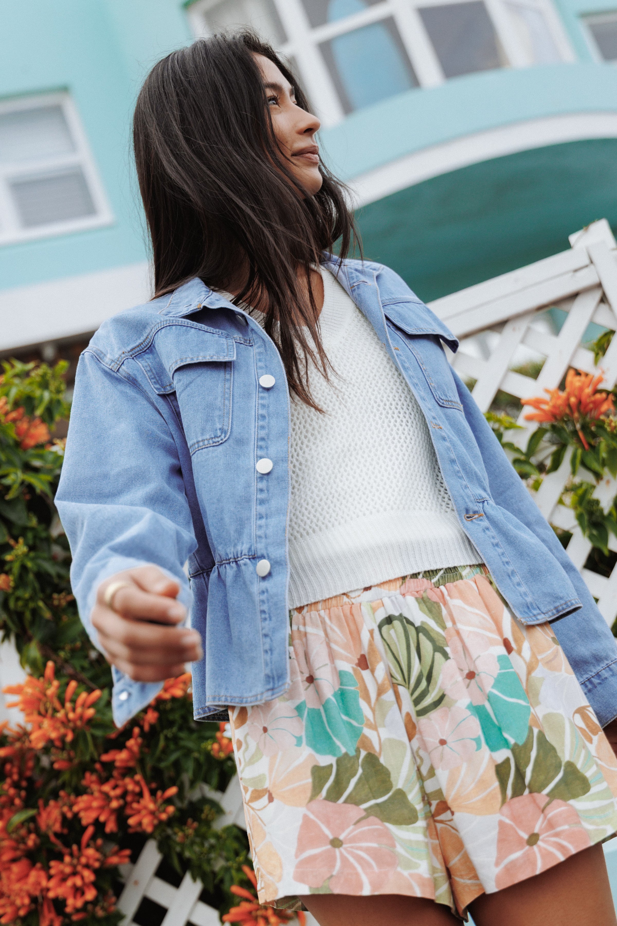 OUTERWEAR Darna Peplum Denim Jacket - Medium Wash