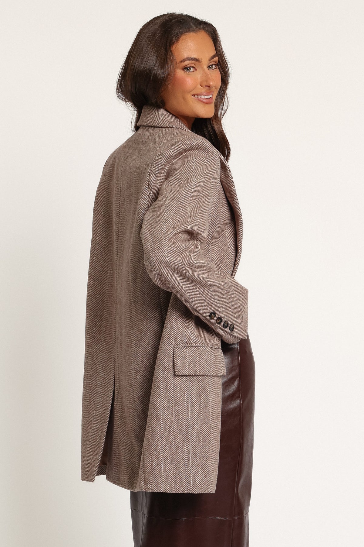 OUTERWEAR Dixon Oversized Boyfriend Blazer - Taupe Herringbone