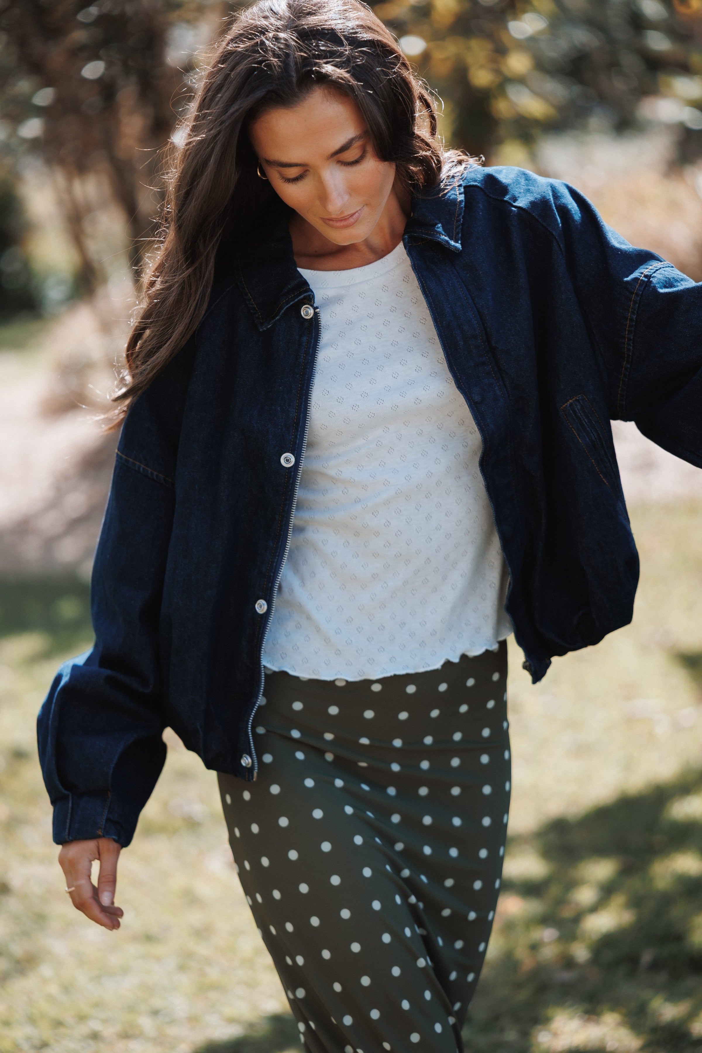 OUTERWEAR Janet Bomber Jacket - Dark Denim Wash