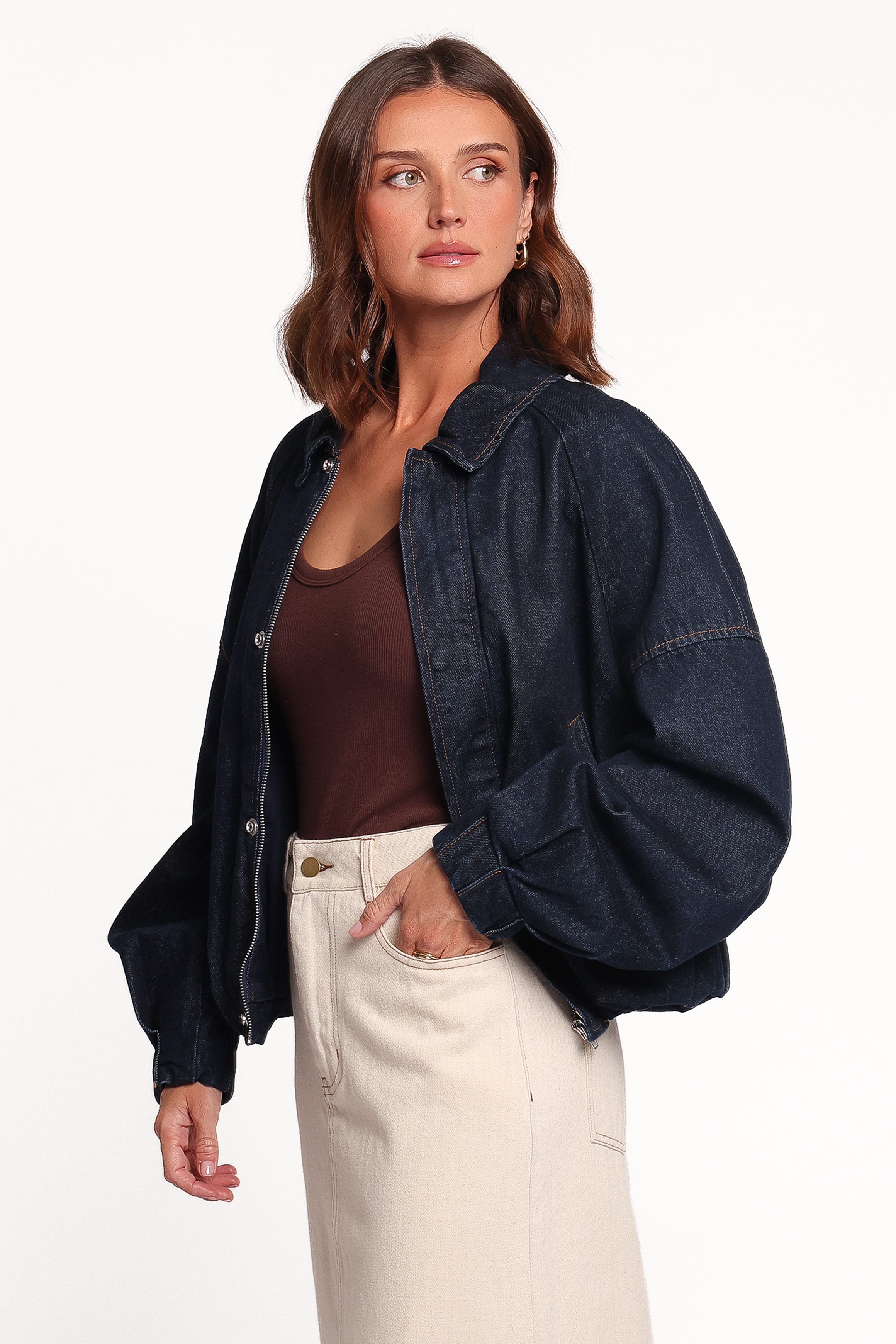 OUTERWEAR Janet Bomber Jacket - Dark Denim Wash