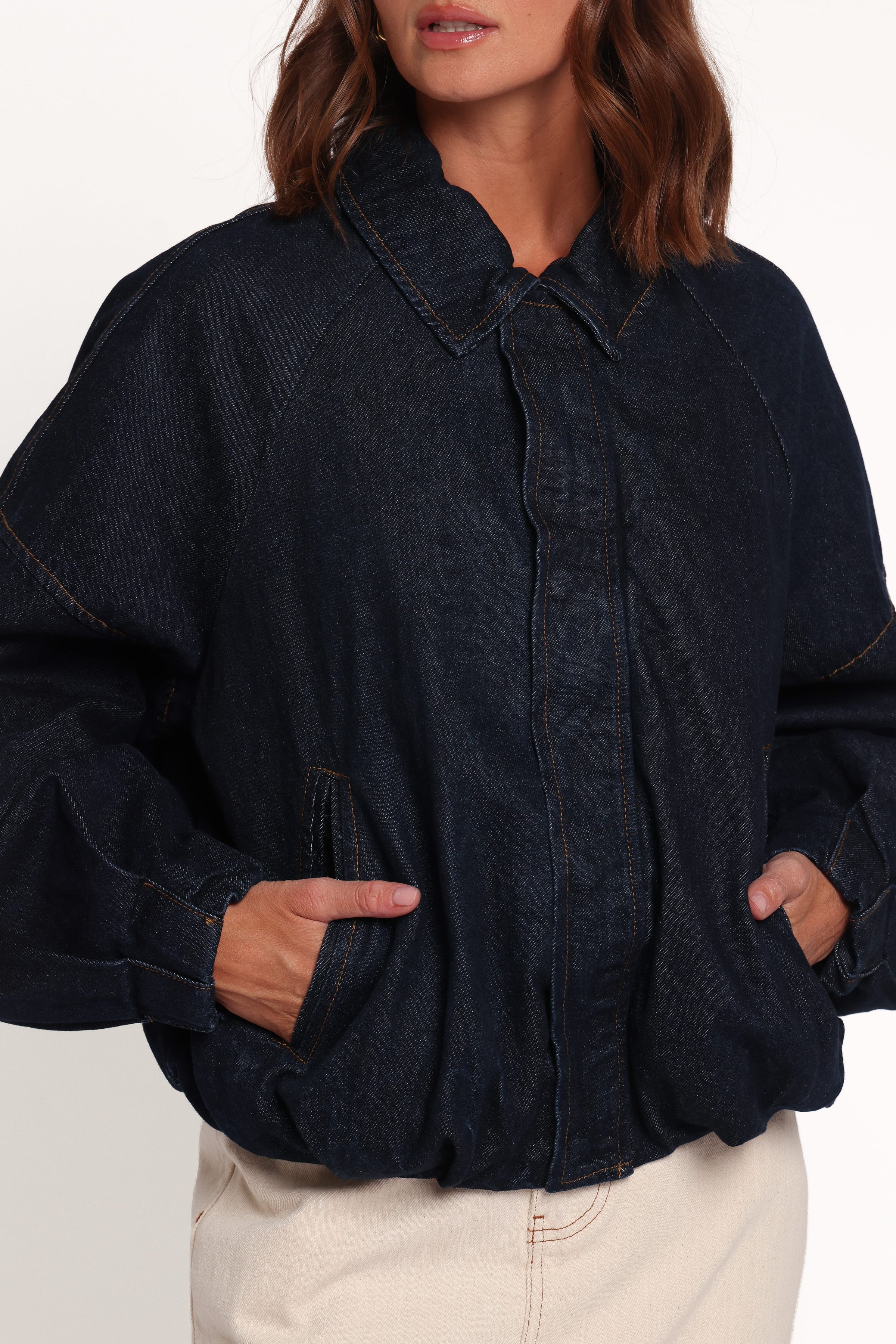 OUTERWEAR Janet Bomber Jacket - Dark Denim Wash