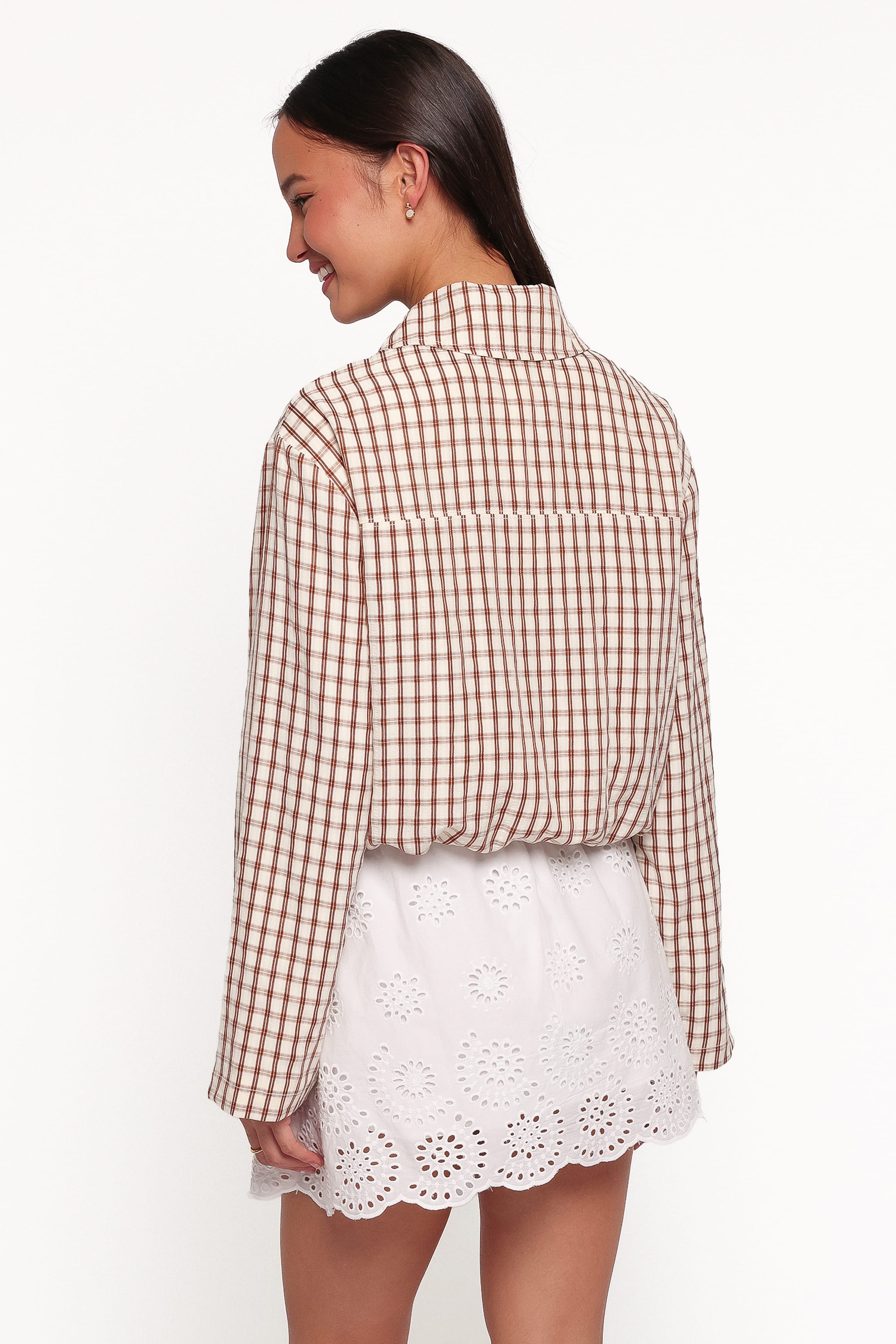 OUTERWEAR Julie Bubble Hem Jacket - Brown Gingham