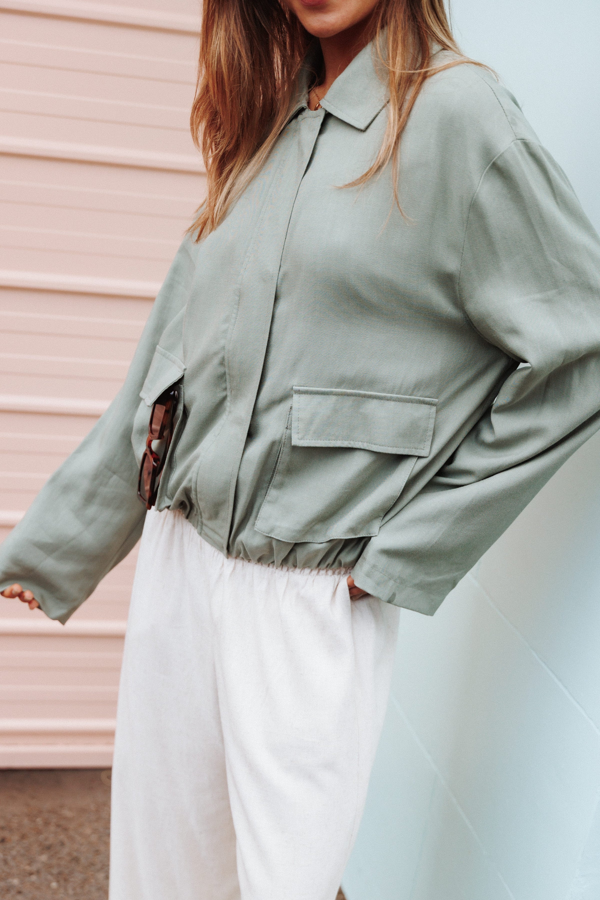 OUTERWEAR Julie Bubble Hem Jacket - Green