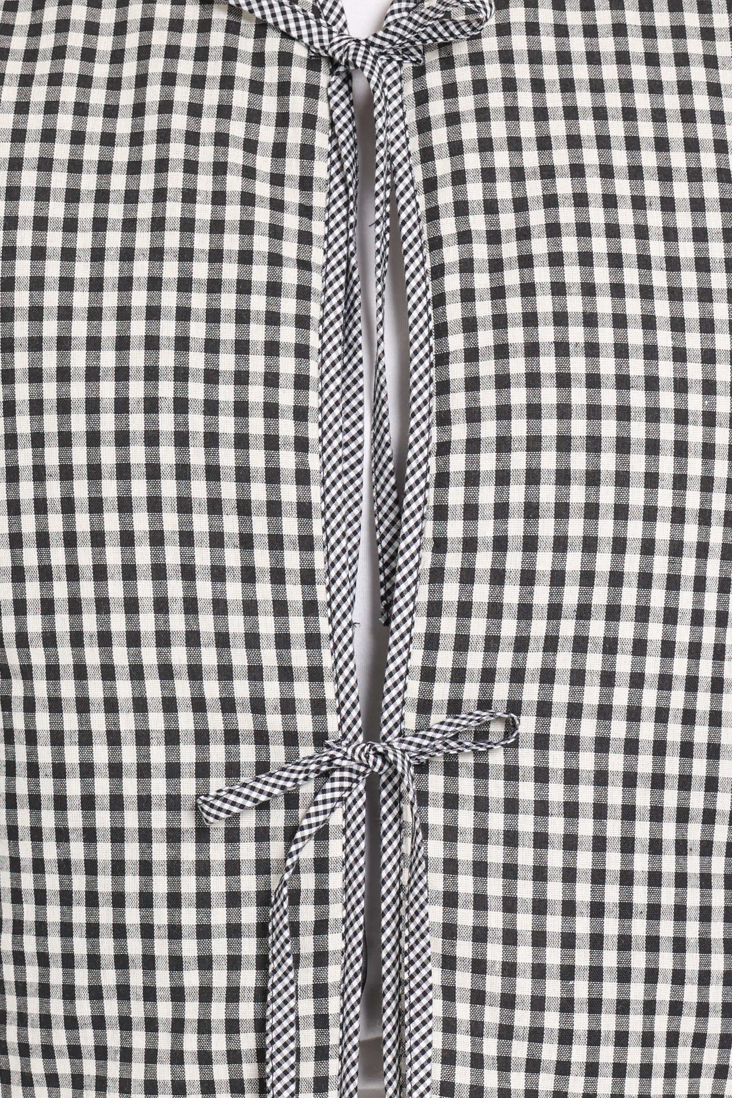 OUTERWEAR Laila Tie Front Vest - Black Gingham