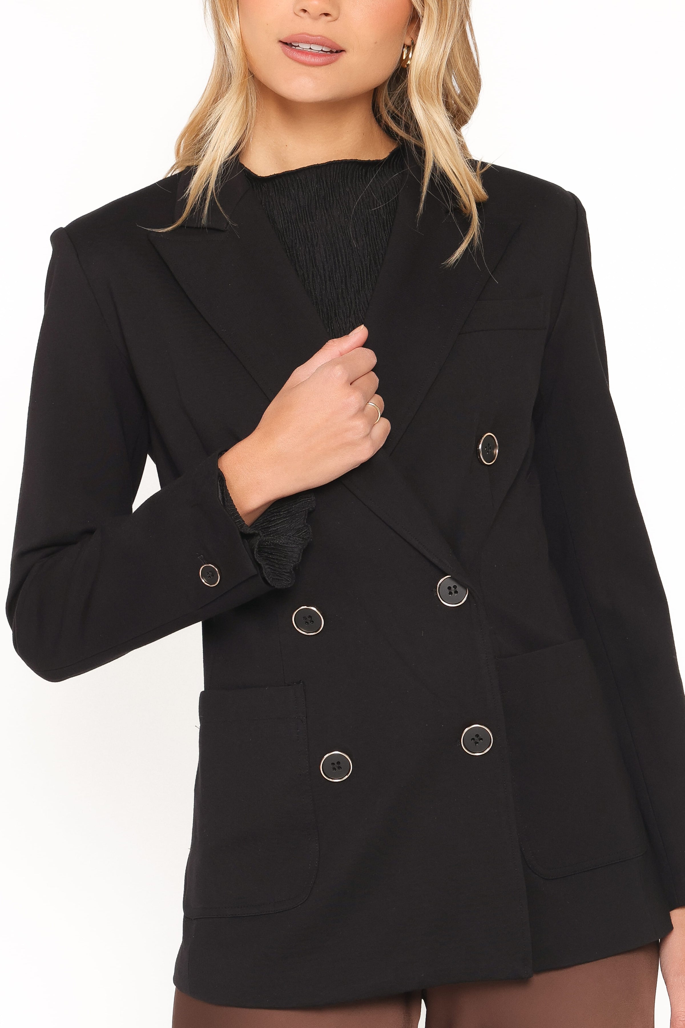 OUTERWEAR Lucinda Double Breasted Blazer - Black Ponte