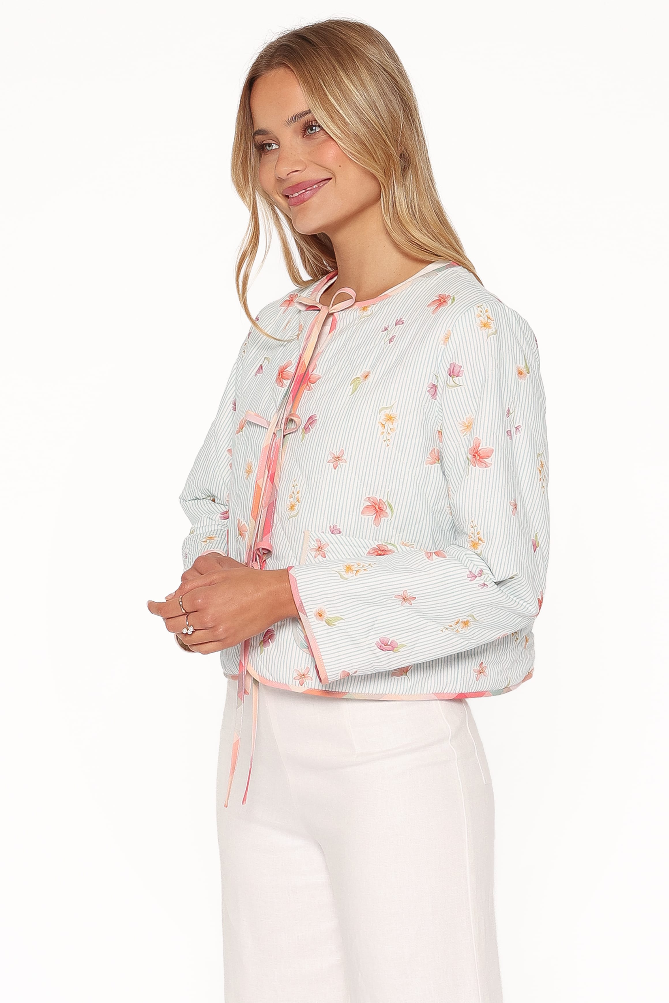 OUTERWEAR Percy Reversible Quilted Jacket - Blue Garden Stripe