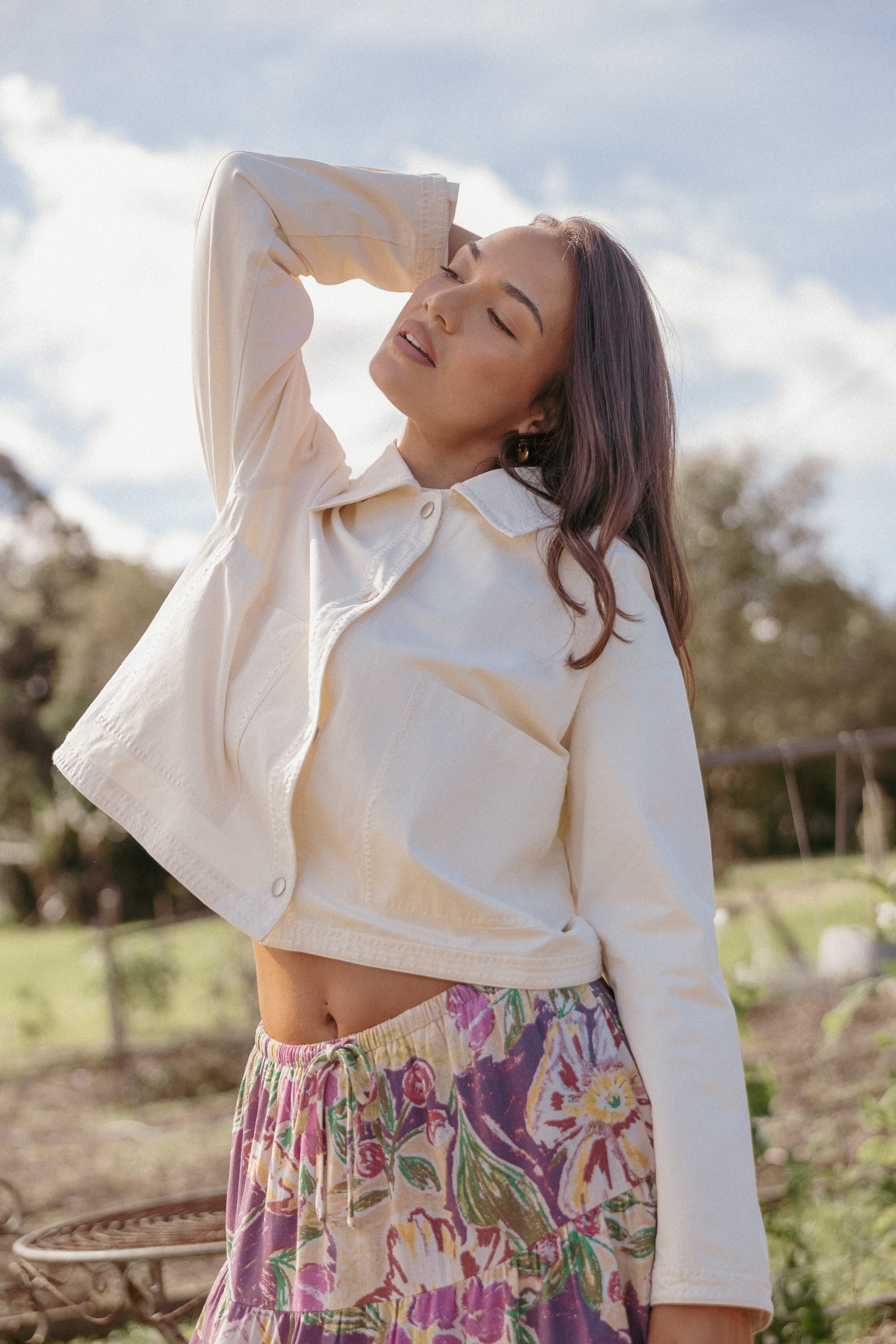 OUTERWEAR Poppi Boxy Crop Jacket - Ivory
