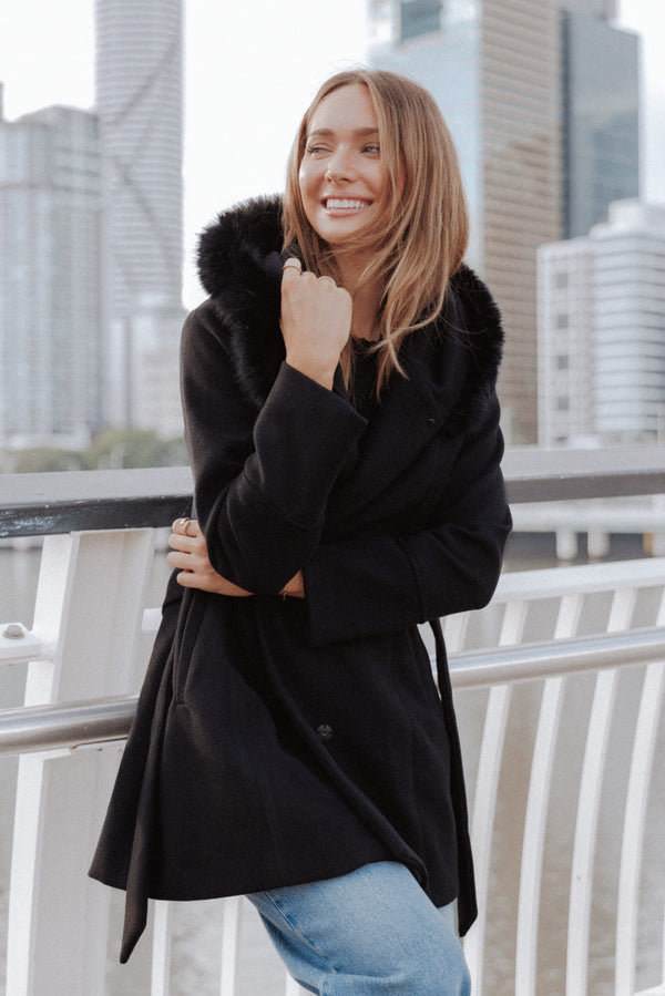 OUTERWEAR Remira Fit And Flare Coat - Black