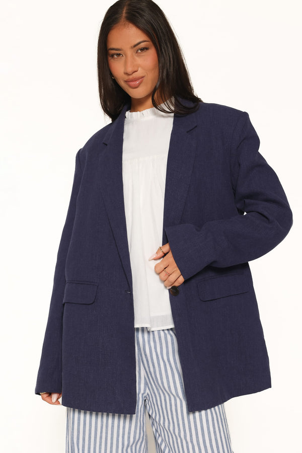 OUTERWEAR Rhodes Oversized Blazer - Navy Blue