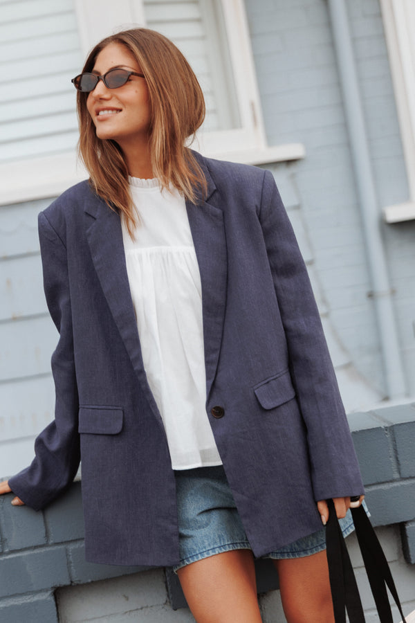 OUTERWEAR Rhodes Oversized Blazer - Navy Blue