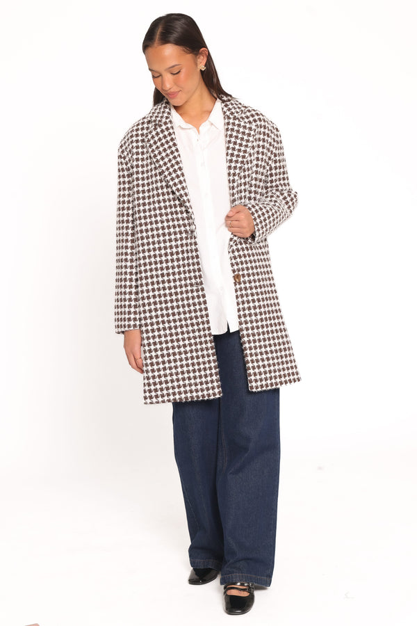 OUTERWEAR Rylie Car Coat - Brown Plaid