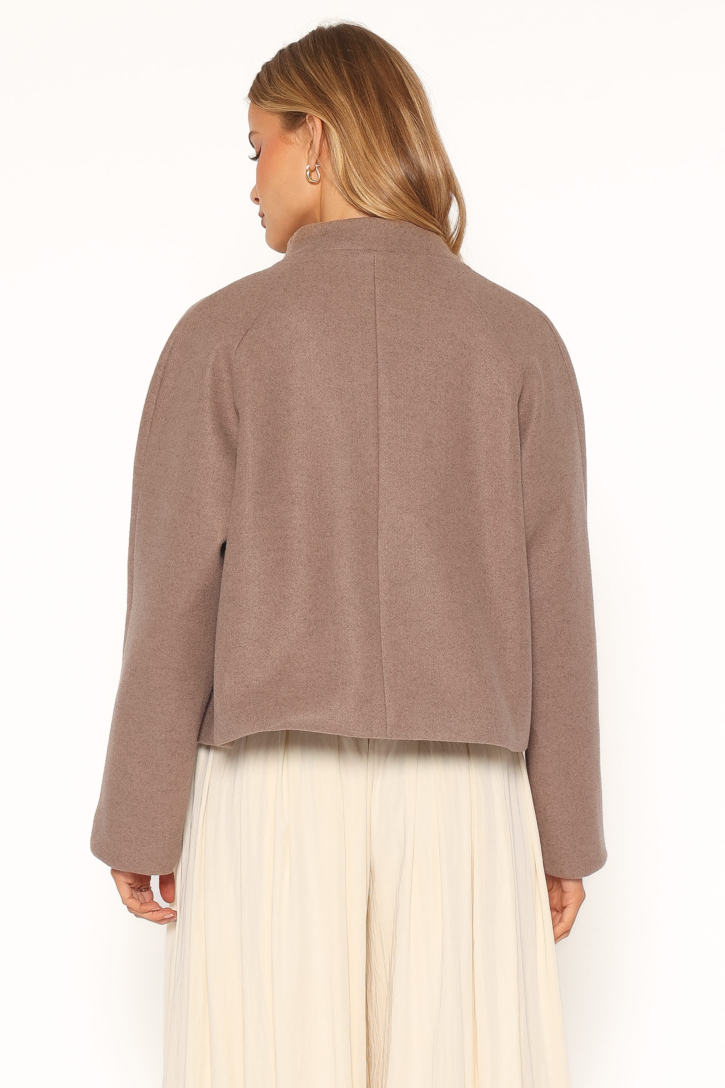 OUTERWEAR Suki Funnel Neck Crop Jacket - Mocha Brown