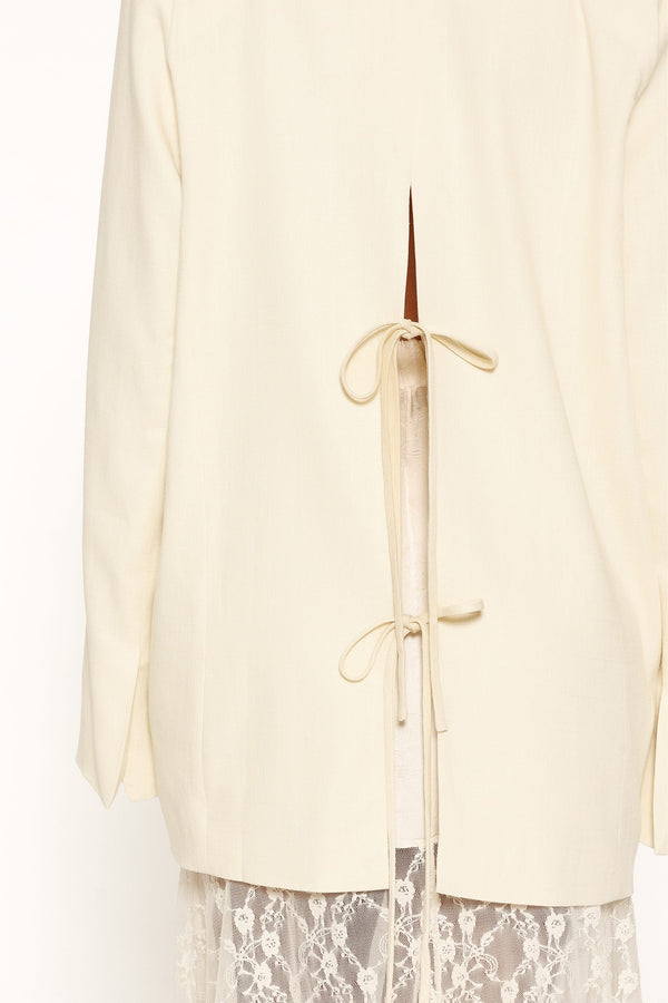 OUTERWEAR Tove Tie Back Blazer - Butter Yellow Linen