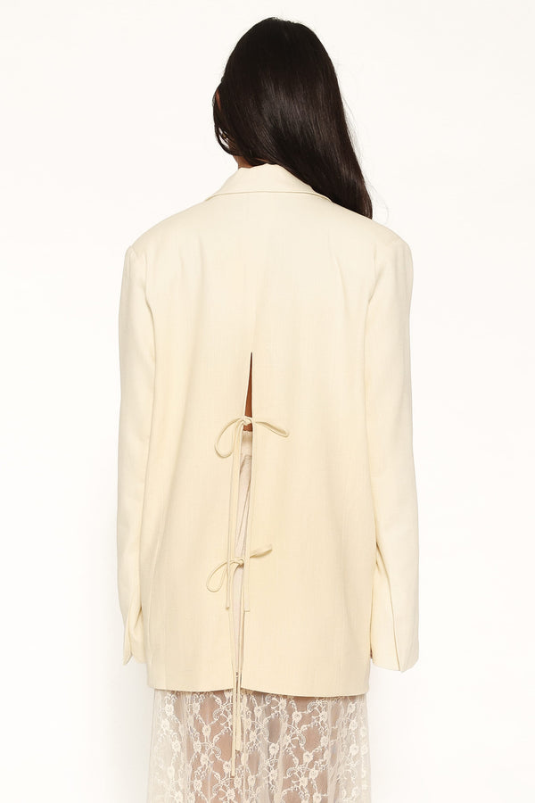 OUTERWEAR Tove Tie Back Blazer - Butter Yellow Linen