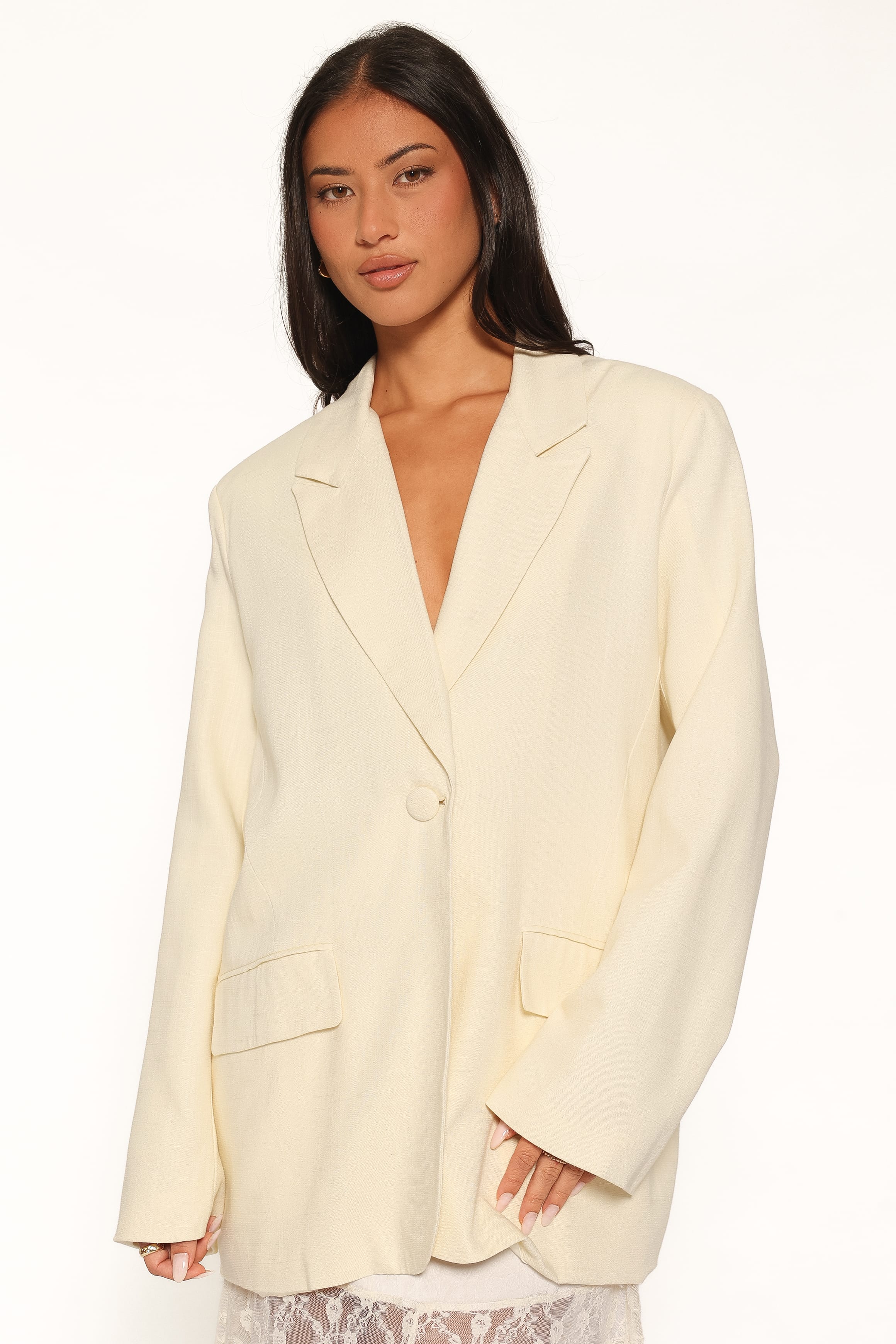 OUTERWEAR Tove Tie Back Blazer - Butter Yellow Linen