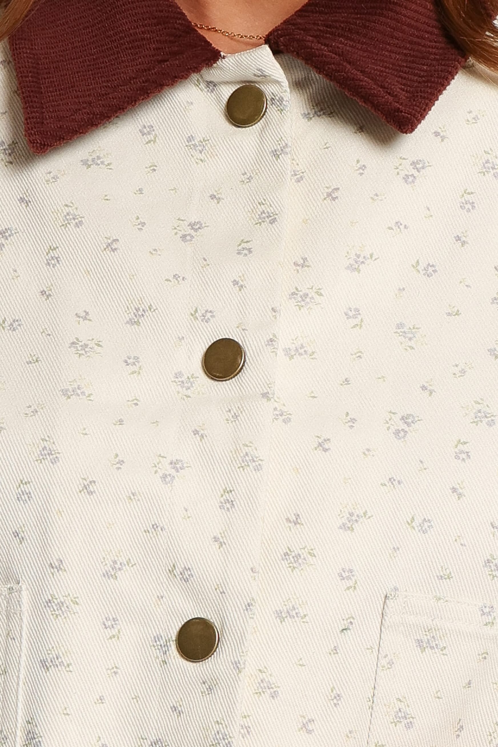 OUTERWEAR Tulsi Twill Denim Jacket - Cream/Pink Floral