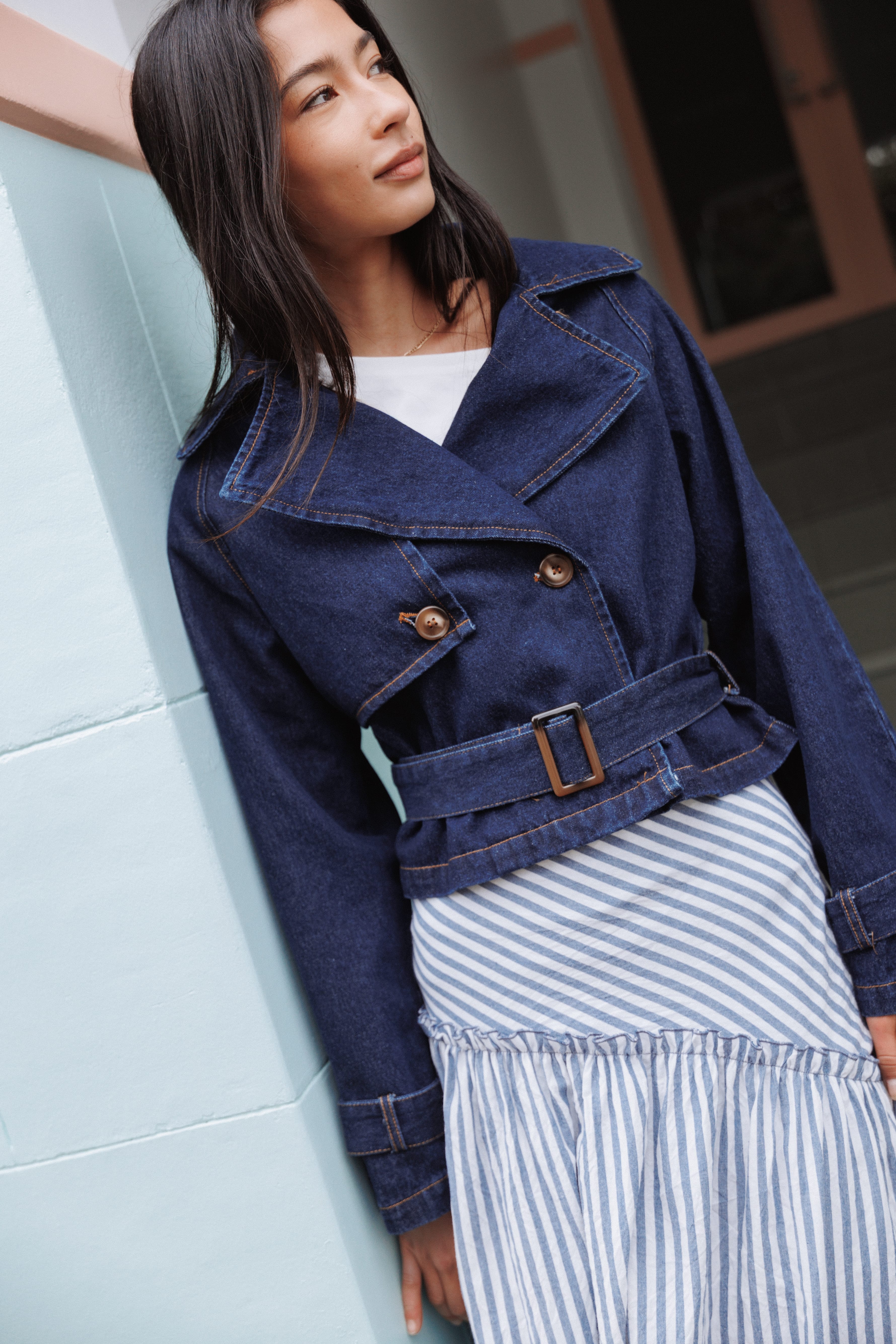 OUTERWEAR Westwood Waist Tie Denim Jacket - Indigo Wash
