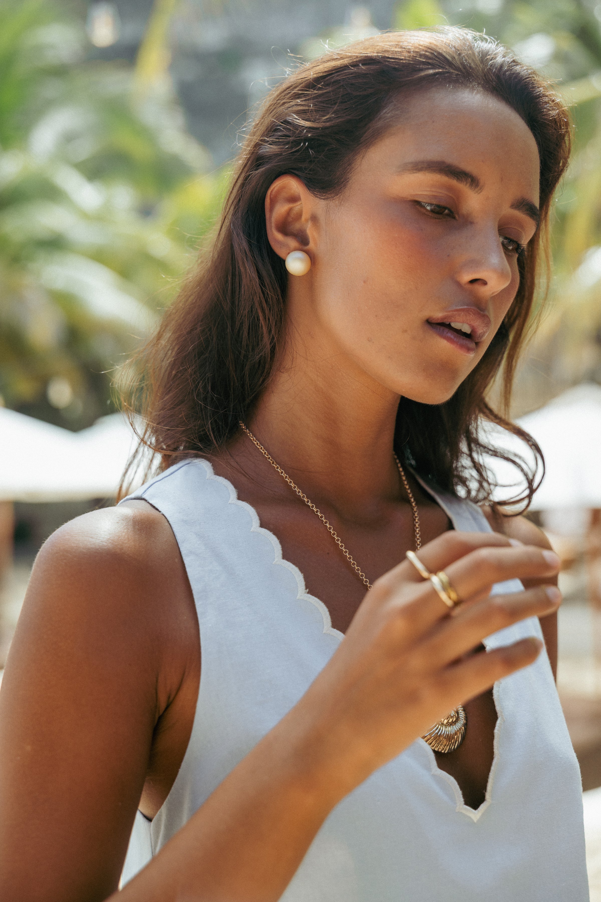 ACCESSORIES Adalee Stud Earrings - Pearl