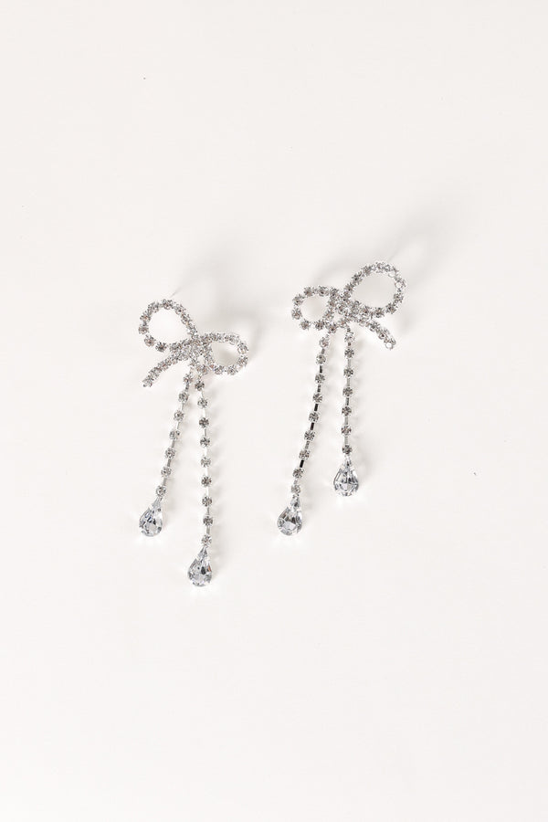 ACCESSORIES @Ainsley Bow Earrings - Silver