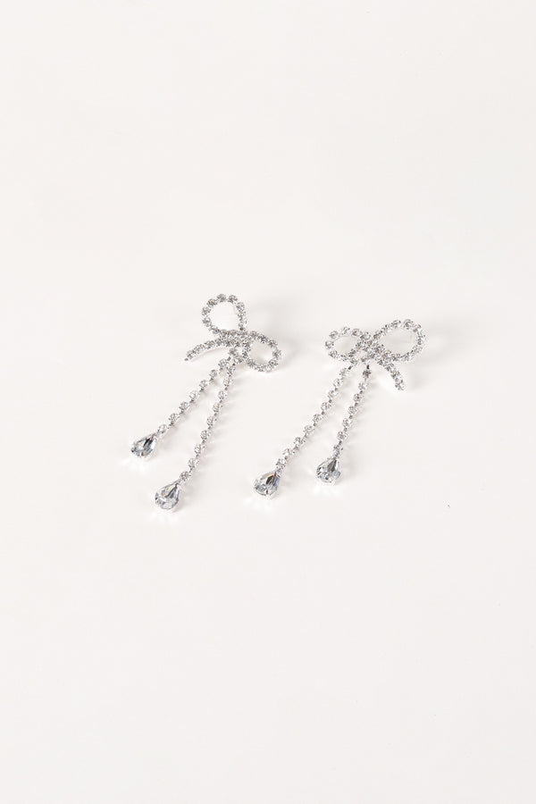 ACCESSORIES @Ainsley Bow Earrings - Silver