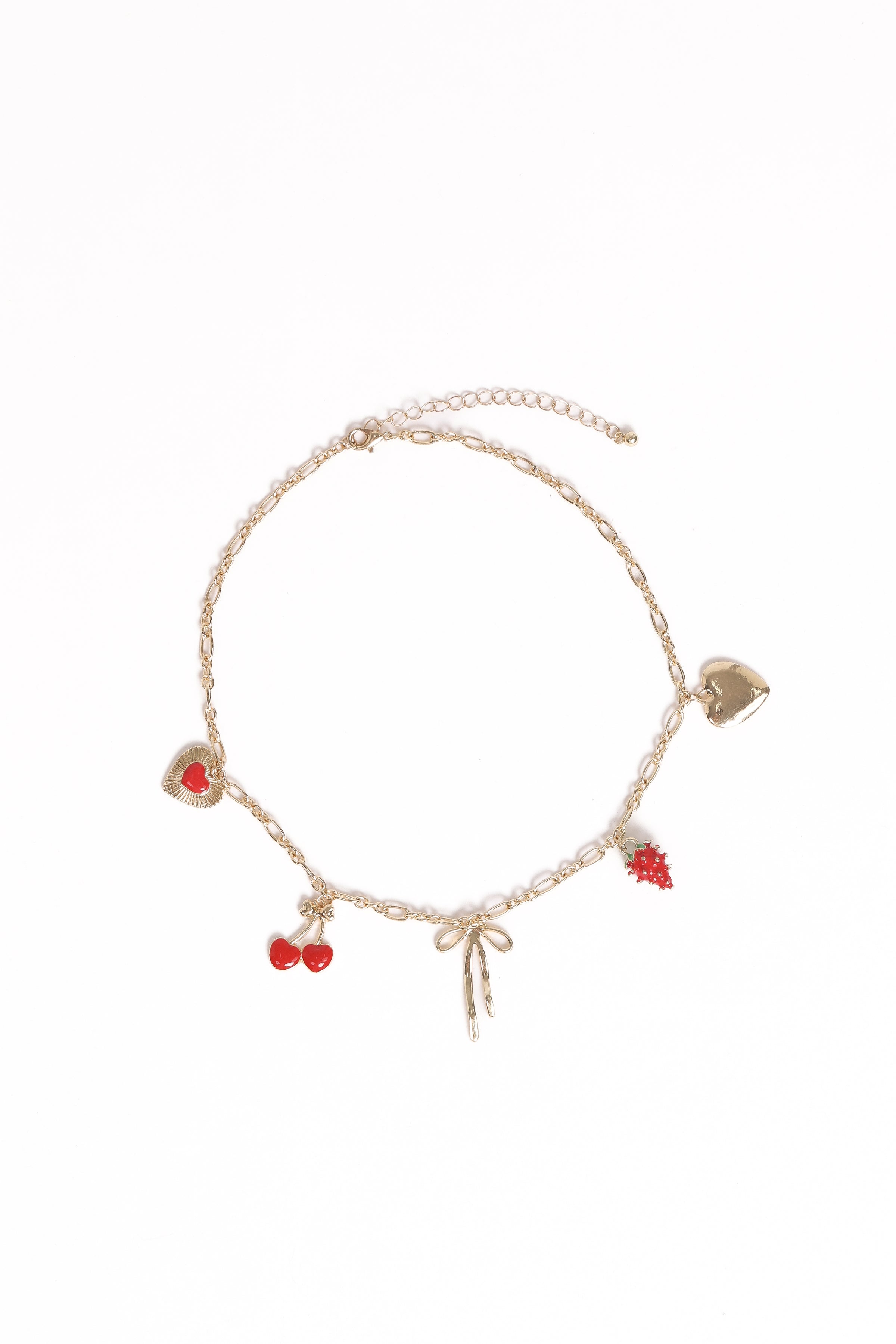 ACCESSORIES Alyssa Charm Necklace - Gold/Red