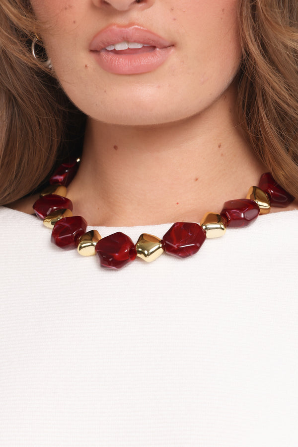 ACCESSORIES Amberlyn Beaded Necklace - Deep Red