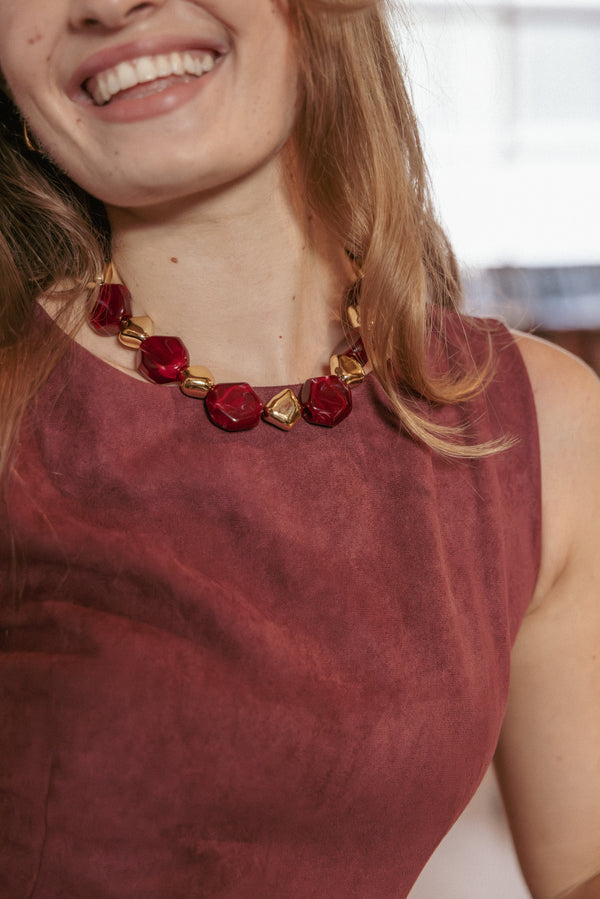 ACCESSORIES Amberlyn Beaded Necklace - Deep Red