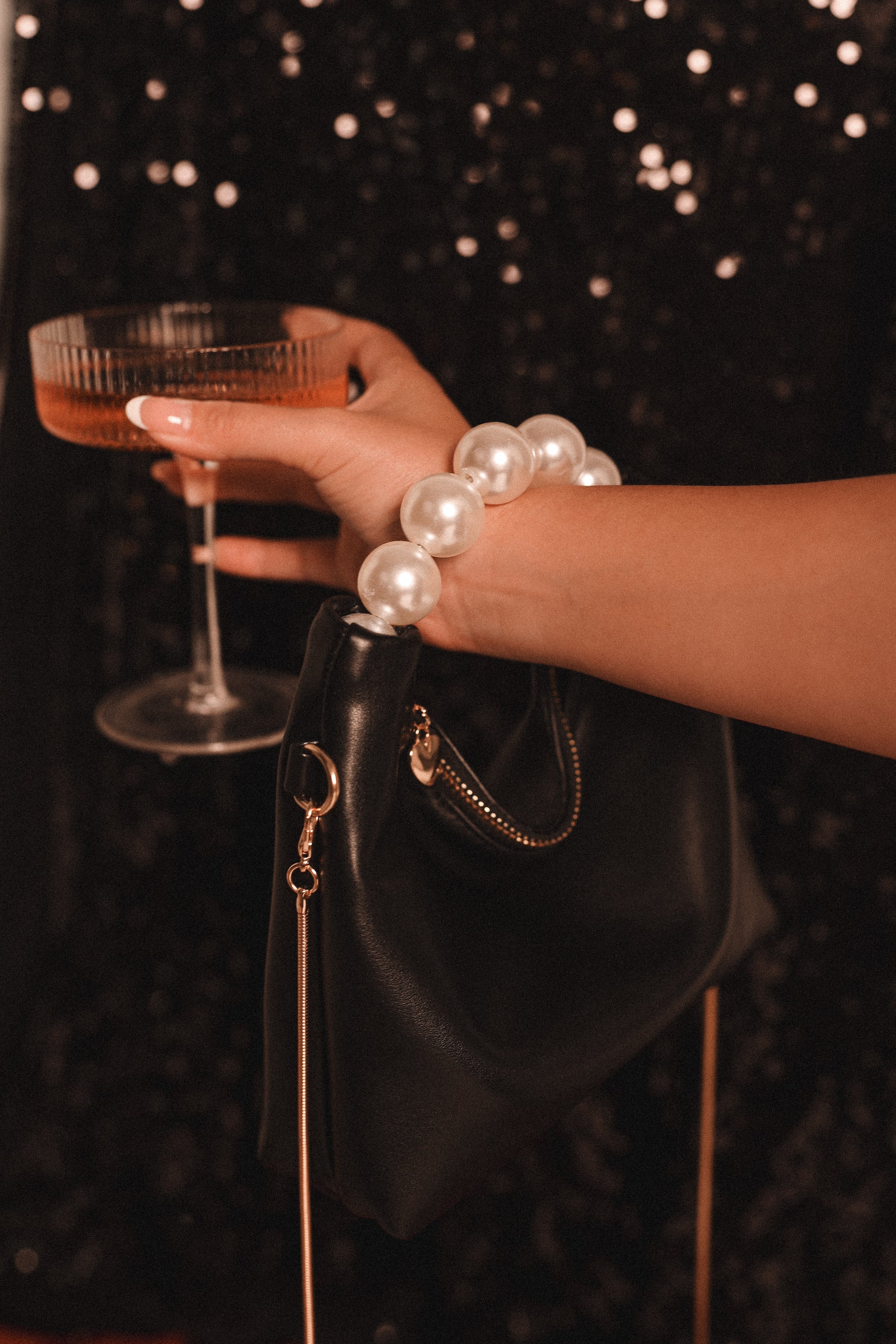 ACCESSORIES @Annalise Pearl Handle Bag - Black