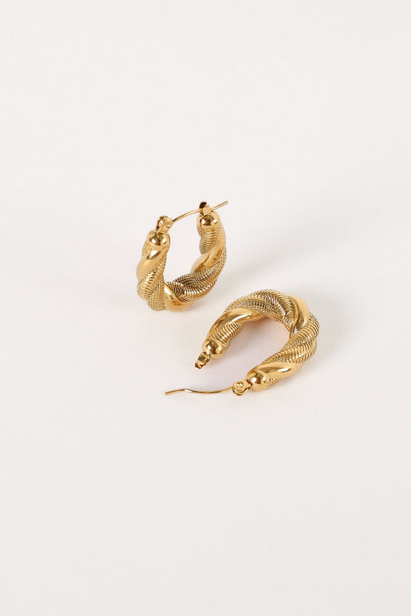 ACCESSORIES @Beth Twist Hoop Earrings - Gold