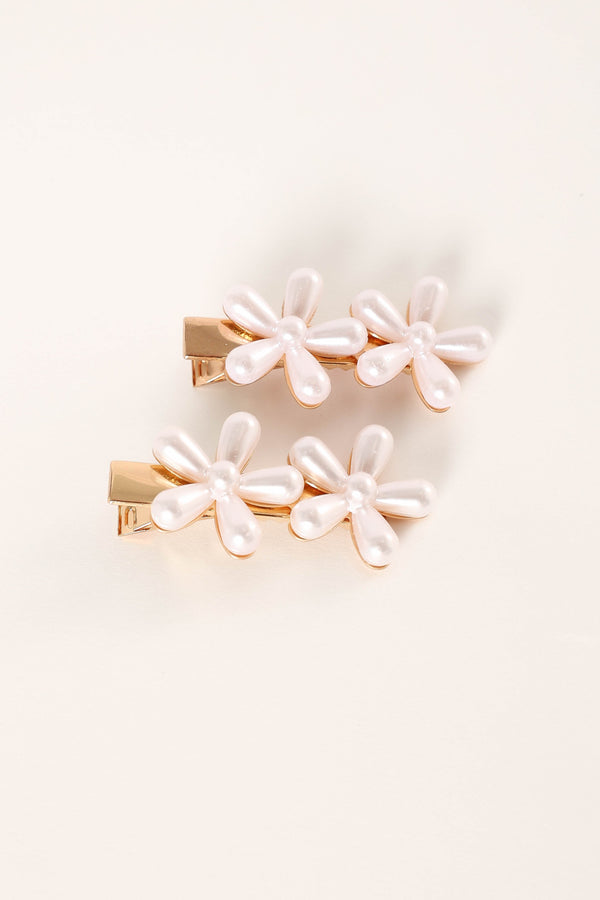 ACCESSORIES @Blossom 2 Pack Hair Clip - Gold Pearl