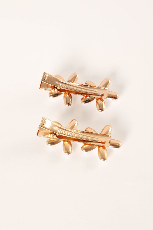 ACCESSORIES @Blossom 2 Pack Hair Clip - Gold Pearl