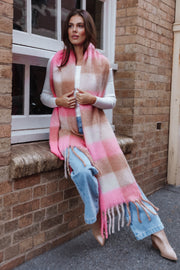 ACCESSORIES Clare Large Scarf - Pink Gingham
