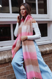 ACCESSORIES Clare Large Scarf - Pink Gingham