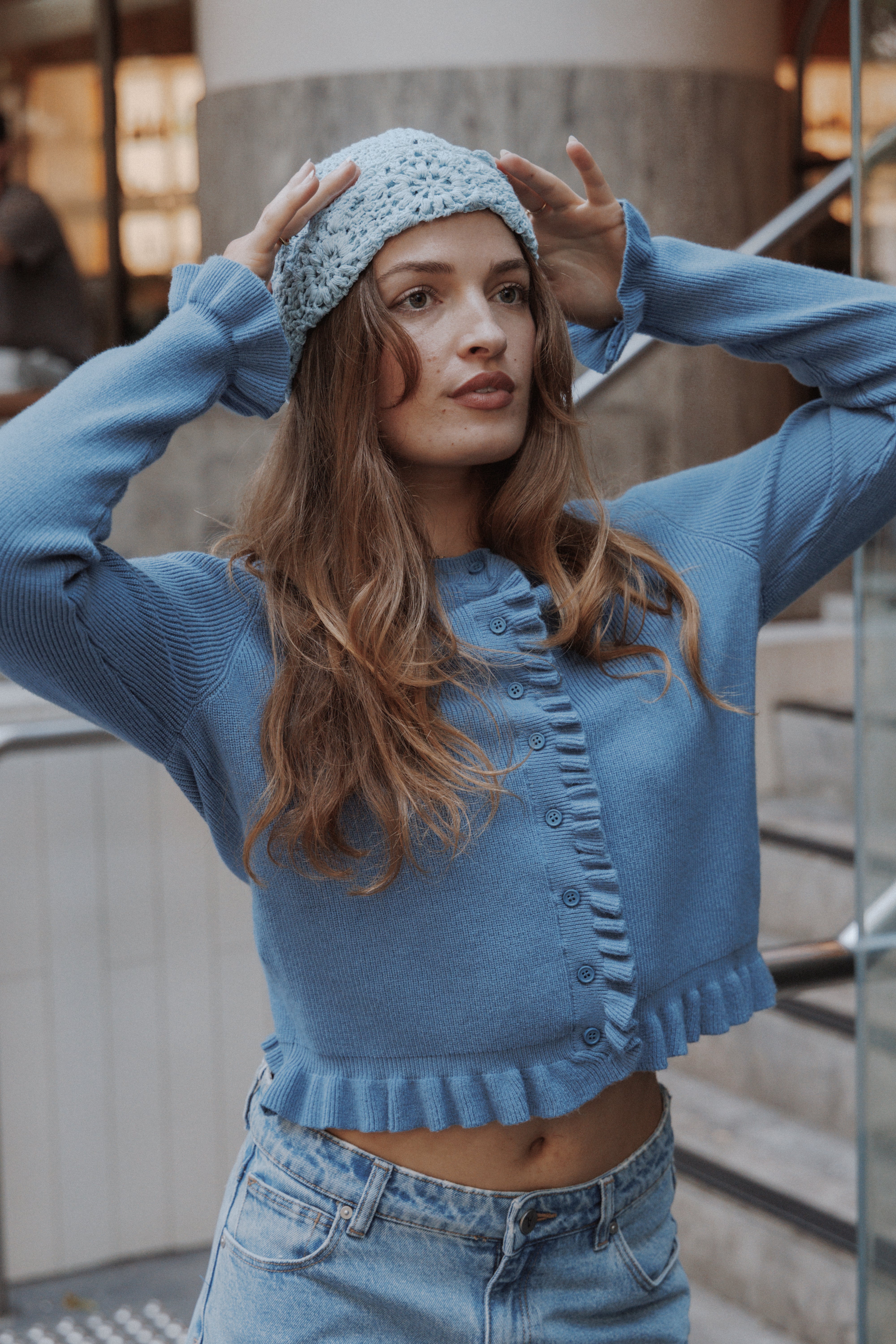 ACCESSORIES Crochet Beanie - Dusty Blue