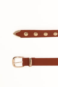 ACCESSORIES Dallas Studded Belt - Tan