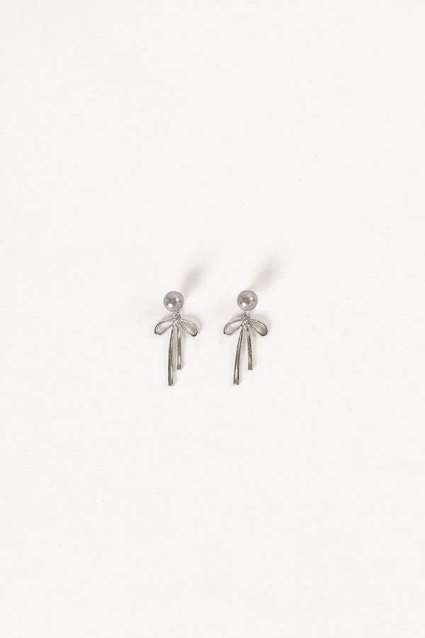 ACCESSORIES @Elena Bow Earrings - Silver