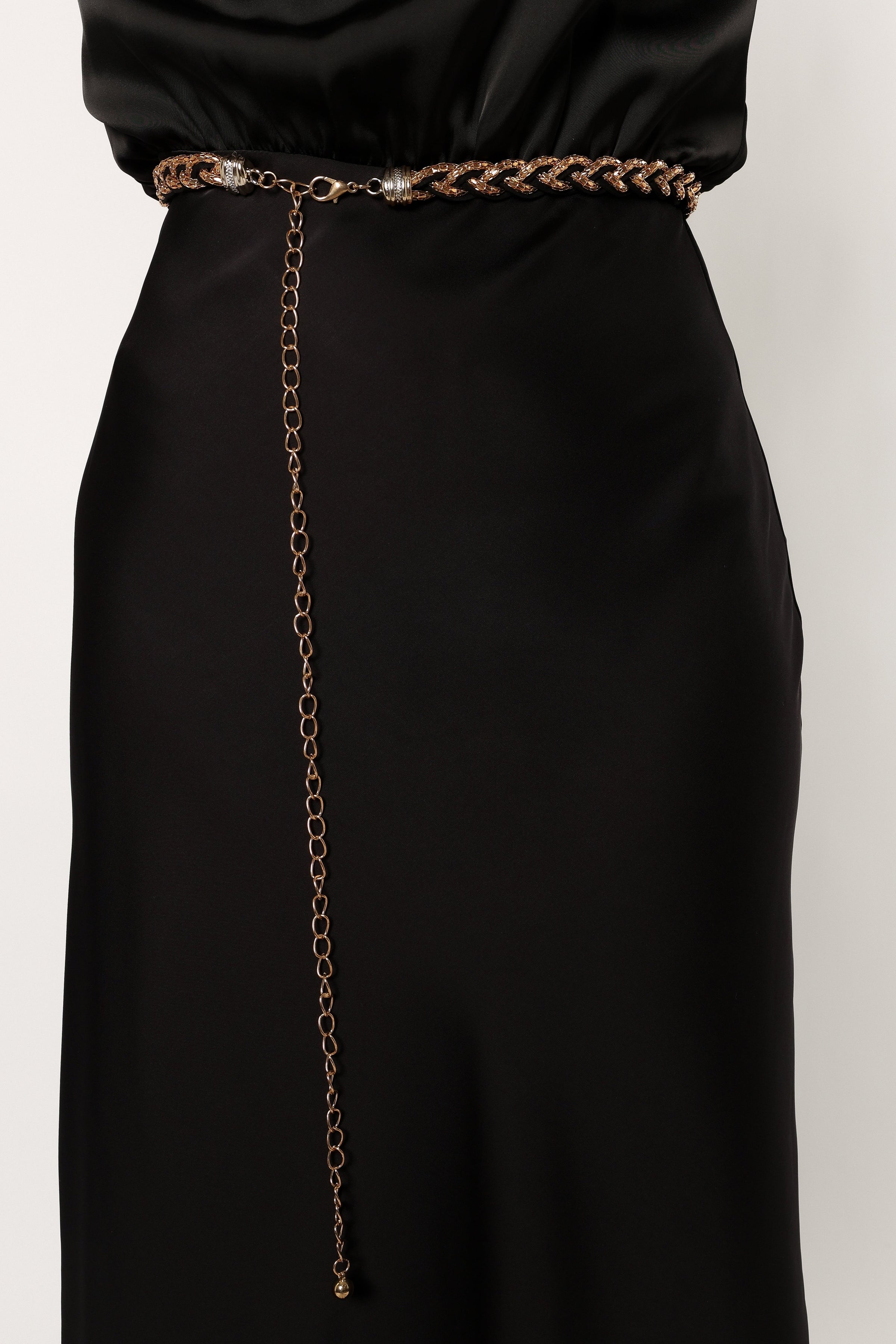 ACCESSORIES @Harper Plaited Belt - Gold Black