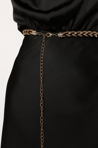 ACCESSORIES @Harper Plaited Belt - Gold Black