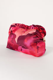 ACCESSORIES @Large Satin Floral Ruffle Pouch - Floral